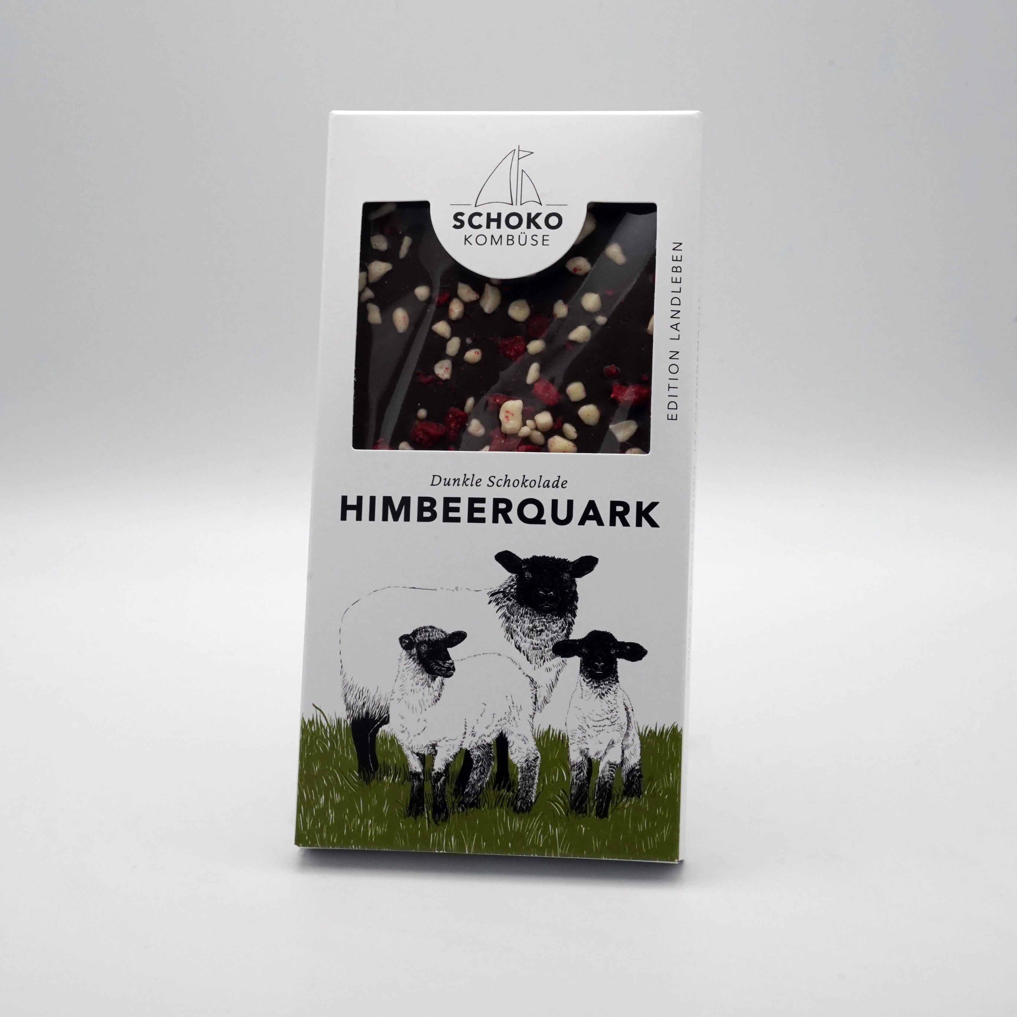 Himbeerquark - dunkle Schokolade mit Himbeeren und Quark - hangemacht ... Himbeerquark - dunkle Schokolade mit Himbeeren und Quark - hangemacht ...